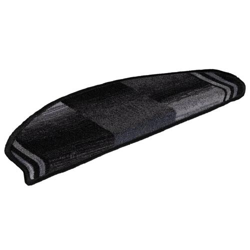 Selvklæbende trappemåtter 5 stk. 65x21x4 cm sort og grå