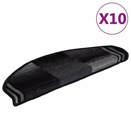 Selvklæbende trappemåtter 10 stk. 65x21x4 cm sort og grå