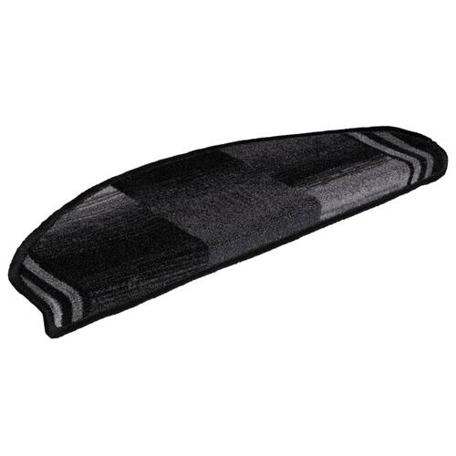 Selvklæbende trappemåtter 10 stk. 65x21x4 cm sort og grå