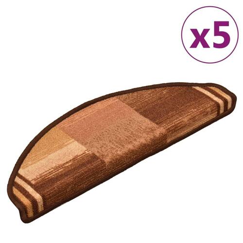 Selvklæbende trappemåtter 5 stk. 65x21x4 cm brun