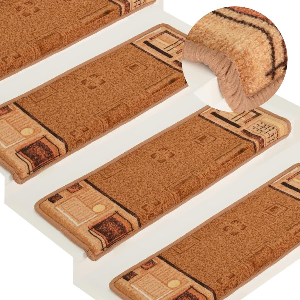 Selvklæbende trappemåtter 10 stk. 65x21x4 cm beige