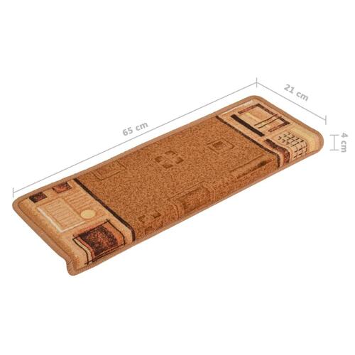 Selvklæbende trappemåtter 10 stk. 65x21x4 cm beige