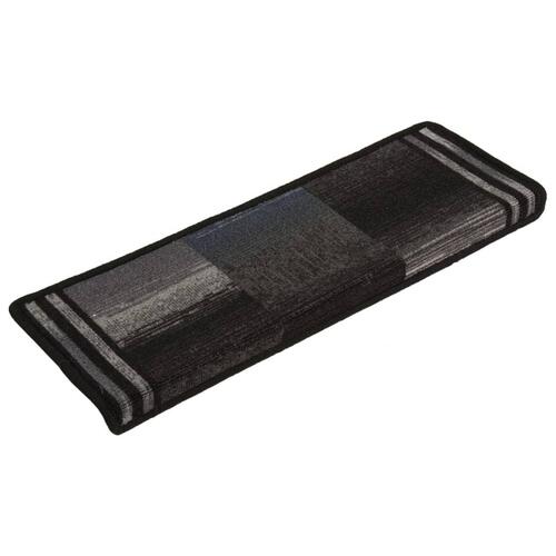 Selvklæbende trappemåtter 10 stk. 65x21x4 cm sort og grå