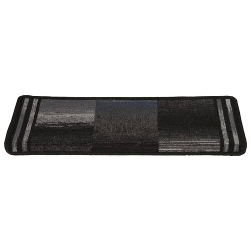Selvklæbende trappemåtter 10 stk. 65x21x4 cm sort og grå
