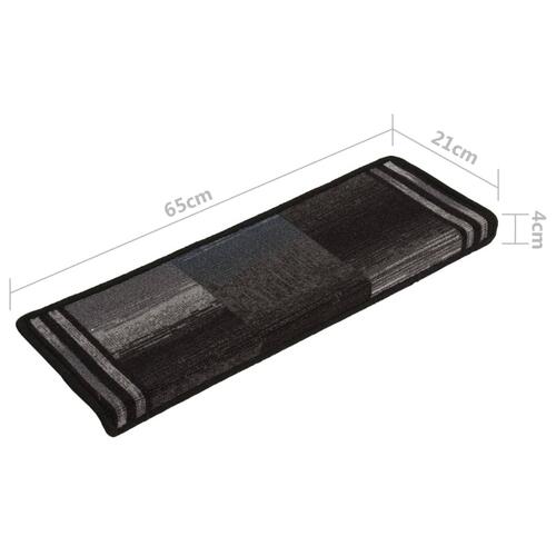 Selvklæbende trappemåtter 10 stk. 65x21x4 cm sort og grå