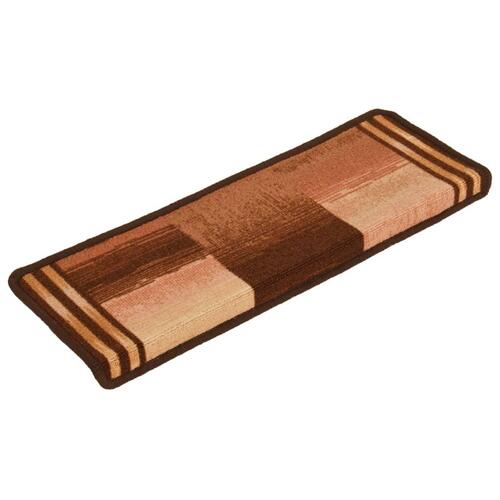 Selvklæbende trappemåtter 10 stk. 65x21x4 cm brun