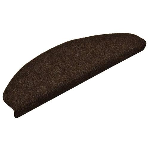 Selvklæbende trappemåtter 15 stk. 65x21x4 cm tuftet brun