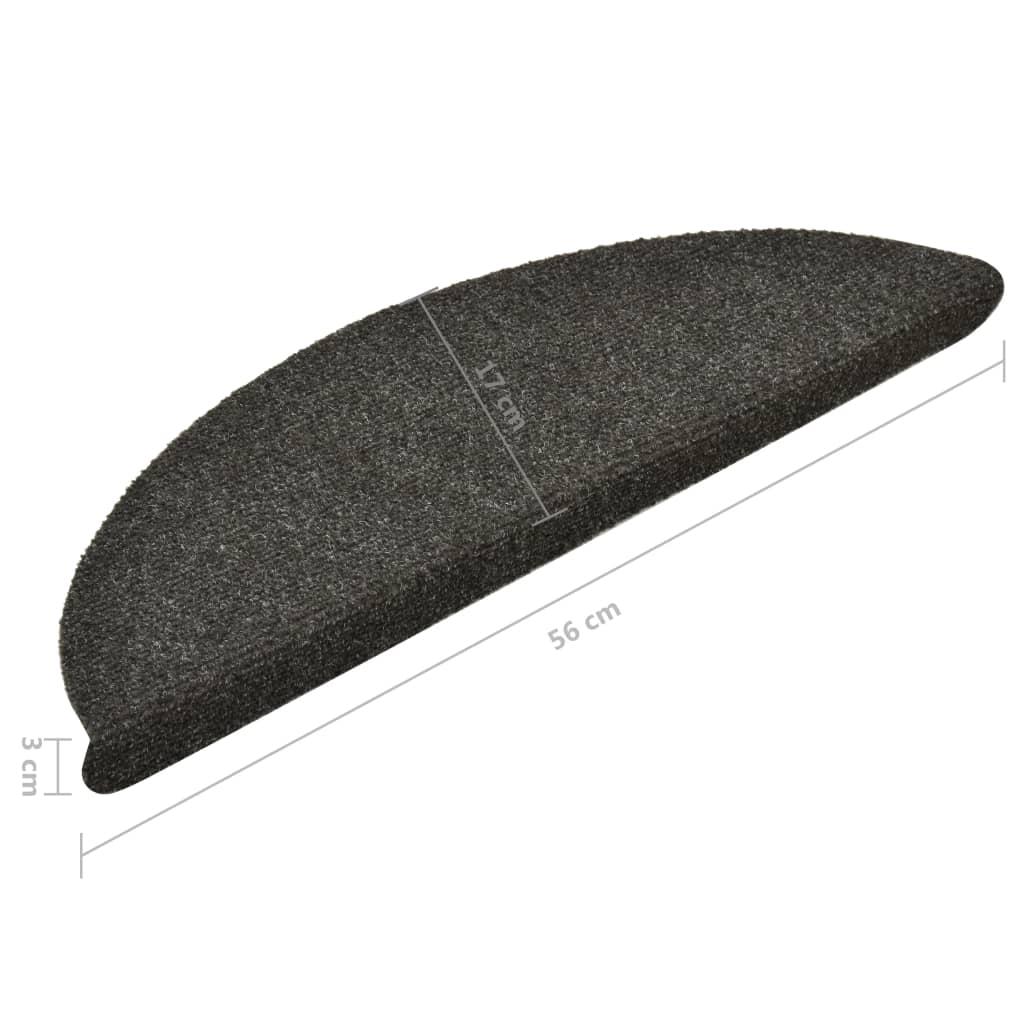 Selvklæbende trappemåtter 15 stk. 56x17x3 cm tuftet antracitgrå