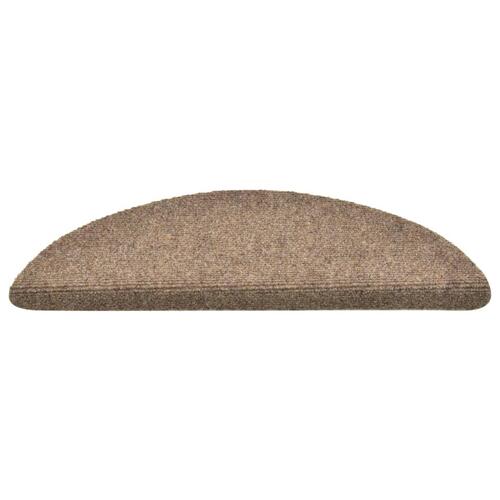 Selvklæbende trappemåtter 15 stk. 56x17x3 cm tuftet cremefarvet