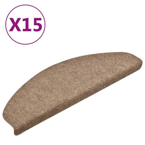 Selvklæbende trappemåtter 15 stk. 65x21x4 cm tuftet cremefarvet