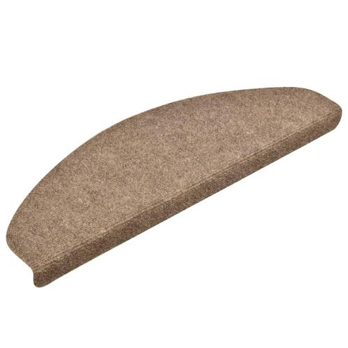 Selvklæbende trappemåtter 15 stk. 65x21x4 cm tuftet cremefarvet