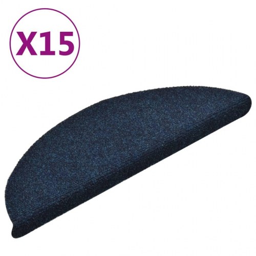 Selvklæbende trappemåtter - 15 stk., 56×17×3 cm, marineblå halvrund