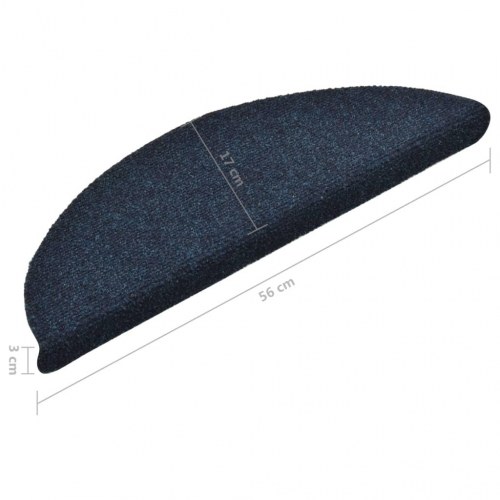 Selvklæbende trappemåtter - 15 stk., 56×17×3 cm, marineblå halvrund