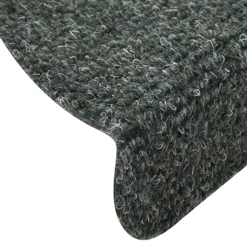 Selvklæbende trappemåtter 15 stk. 65x21x4 cm tuftet grøn