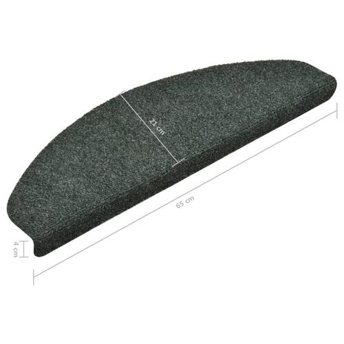 Selvklæbende trappemåtter 15 stk. 65x21x4 cm tuftet grøn