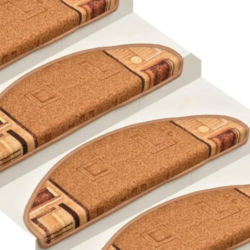 Selvklæbende trappemåtter 15 stk. 65x21x4 cm beige