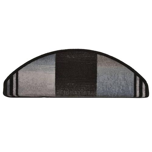 Selvklæbende trappemåtter 15 stk. 65x21x4 cm sort og grå