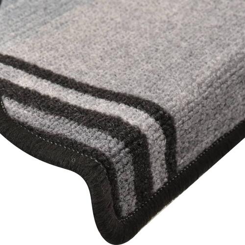 Selvklæbende trappemåtter 15 stk. 65x21x4 cm sort og grå
