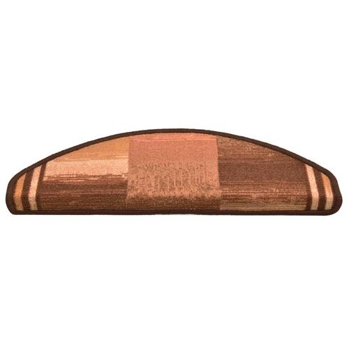 Selvklæbende trappemåtter 15 stk. 65x21x4 cm brun