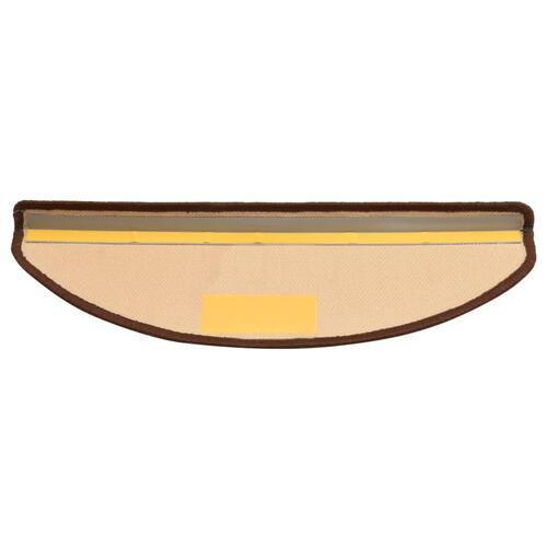 Selvklæbende trappemåtter 15 stk. 65x21x4 cm brun