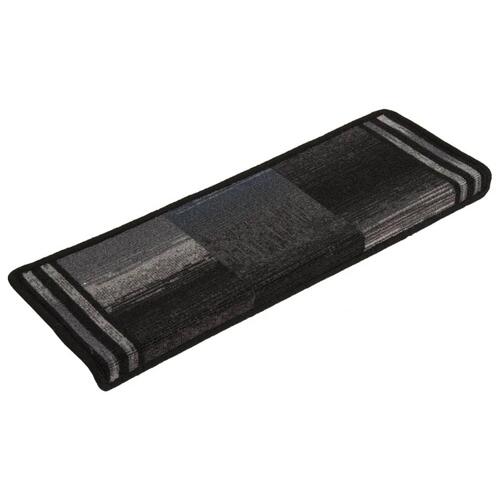 Selvklæbende trappemåtter 15 stk. 65x21x4 cm sort og grå