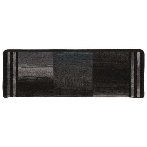 Selvklæbende trappemåtter 15 stk. 65x21x4 cm sort og grå