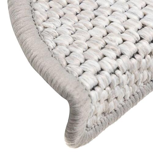 Selvklæbende trappemåtter 15 stk. 56x17x3 cm sisal-look platina