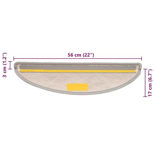 Selvklæbende trappemåtter 15 stk. 56x17x3 cm sisal-look platina