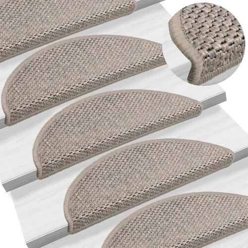 Selvklæbende trappemåtter 15 stk. 56x17x3 cm sisal-look sølv