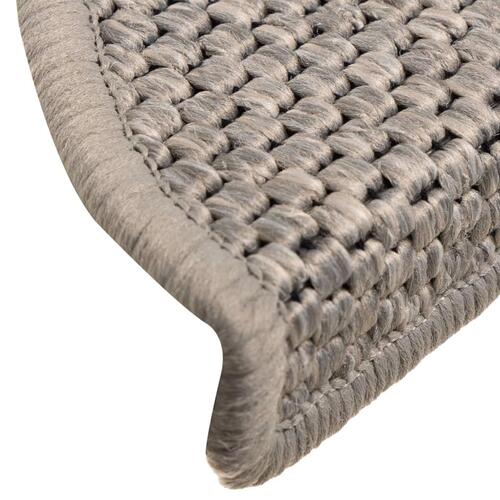 Selvklæbende trappemåtter 15 stk. 56x17x3 cm sisal-look sølv