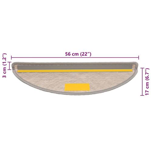 Selvklæbende trappemåtter 15 stk. 56x17x3 cm sisal-look sølv