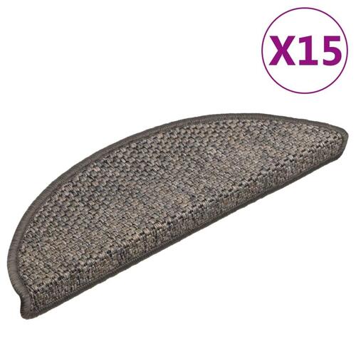Selvklæbende trappemåtter 15 stk. 56x17x3 cm sisal brun-beige