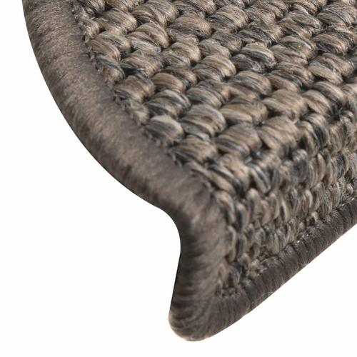 Selvklæbende trappemåtter 15 stk. 56x17x3 cm sisal brun-beige
