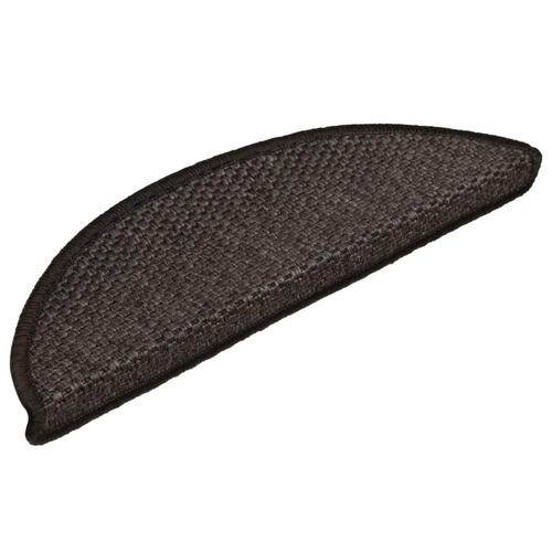 Selvklæbende trappemåtter 15 stk. 56x17x3cm sisal-look antracit