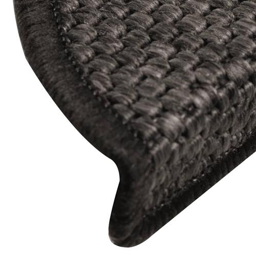 Selvklæbende trappemåtter 15 stk. 56x17x3cm sisal-look antracit