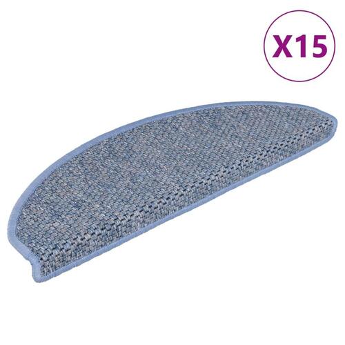 Selvklæbende trappemåtter 15 stk. 56x17x3 cm sisal-look blå