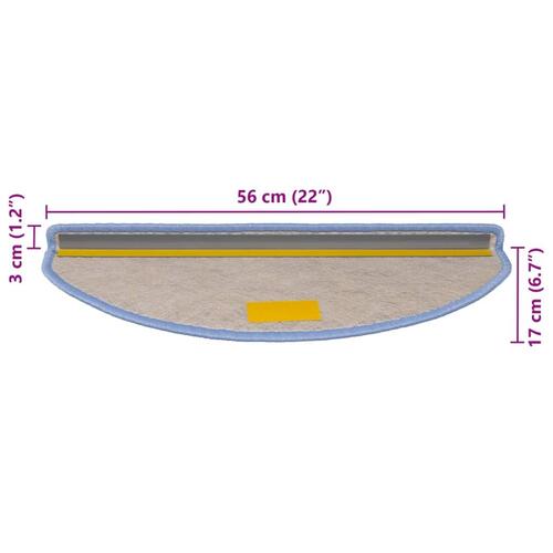 Selvklæbende trappemåtter 15 stk. 56x17x3 cm sisal-look blå