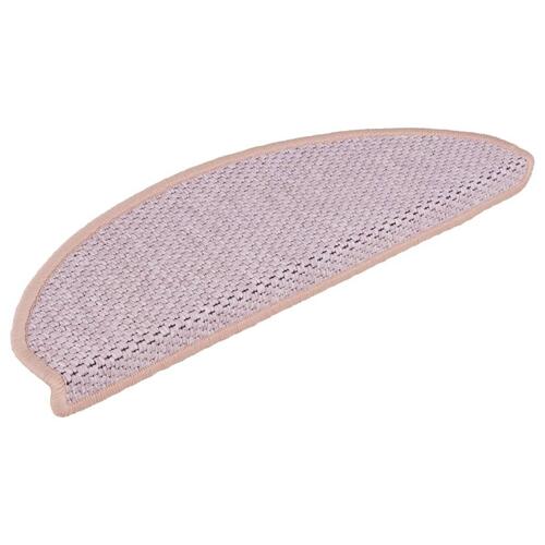 Selvklæbende trappemåtter 15 stk. 56x17x3 cm sisal-look lyserød