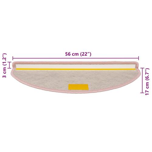 Selvklæbende trappemåtter 15 stk. 56x17x3 cm sisal-look lyserød