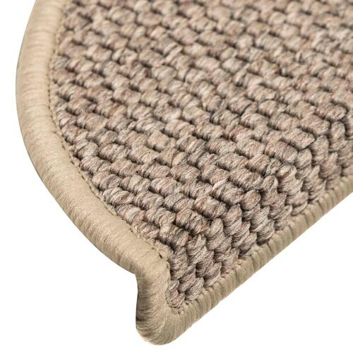 Selvklæbende trappemåtter 15 stk. 56x17x3 cm sisal-look beige