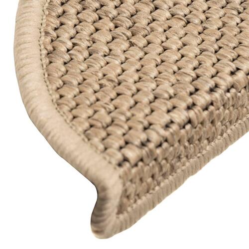Selvklæbende trappemåtter 15stk. 56x17x3cm sisal-look sandfarve