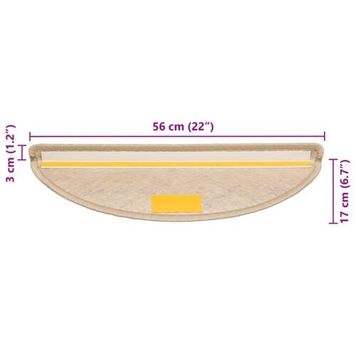 Selvklæbende trappemåtter 15stk. 56x17x3cm sisal-look sandfarve