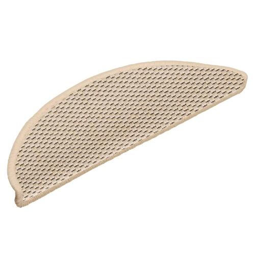 Selvklæbende trappemåtter 15 stk. 56x17x3 cm sisal-look creme