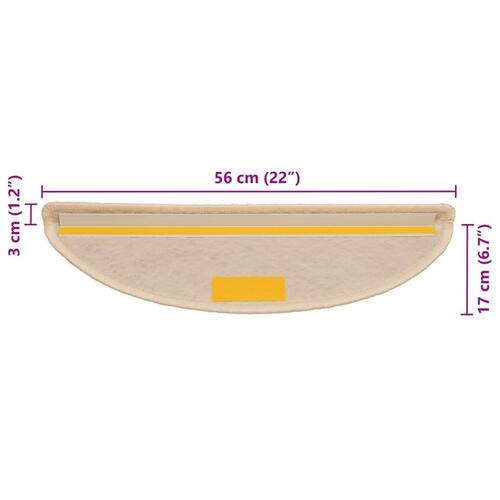 Selvklæbende trappemåtter 15 stk. 56x17x3 cm sisal-look creme
