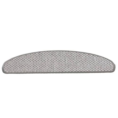 Selvklæbende trappemåtter 15 stk. 65x21x4 cm sisal-look platina
