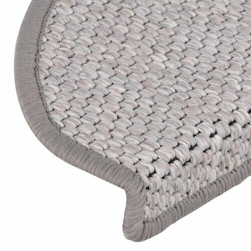 Selvklæbende trappemåtter 15 stk. 65x21x4 cm sisal-look platina