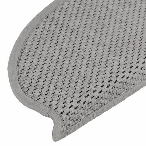 Selvklæbende trappemåtter 15 stk. 65x21x4 cm sisal-look sølv