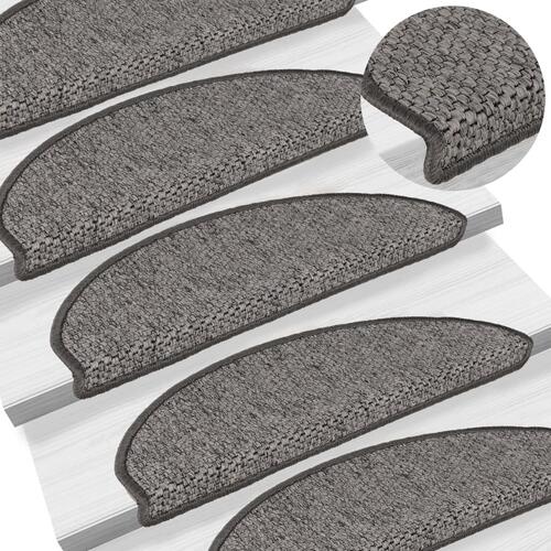 Selvklæbende trappemåtter 15 stk. 65x21x4 cm sisal brun-beige