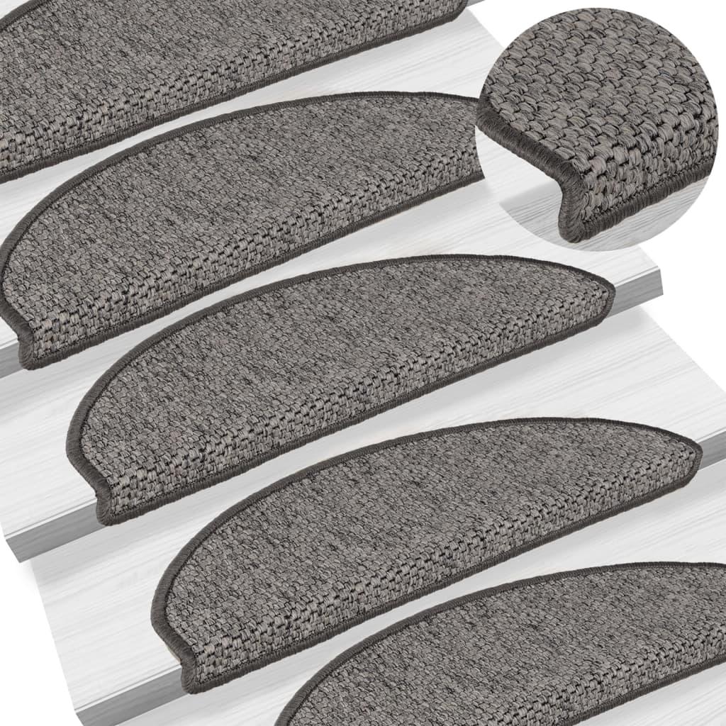 Selvklæbende trappemåtter 15 stk. 65x21x4 cm sisal brun-beige