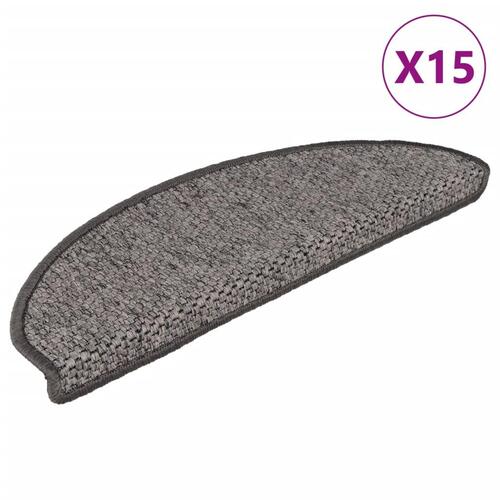 Selvklæbende trappemåtter 15 stk. 65x21x4 cm sisal brun-beige